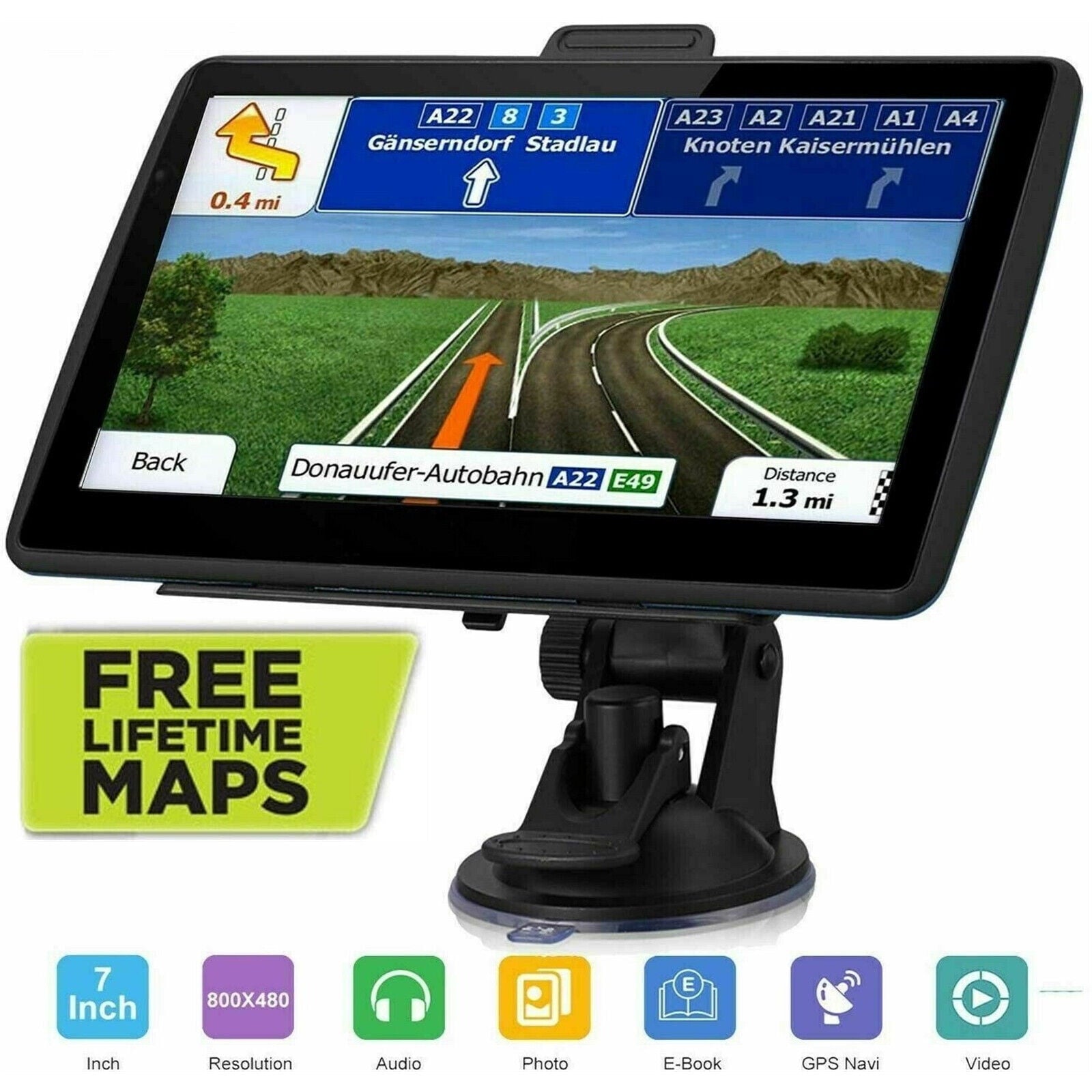NEW 7" Inch Car & Truck GPS Navigation Navigator Sat Navi 8GB 256MB Canada Mexico US 7075