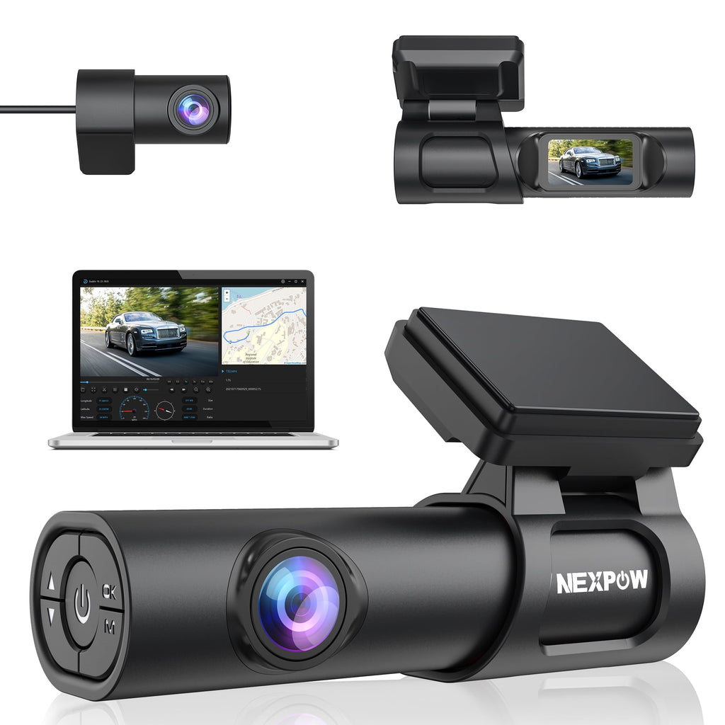NEXPOW Dash Cam, 4K Dash Cam Front and Rear with Built-in GPS, Car Camera with 1.47" IPS Screen, Night Vision, 170° Wide Angle, Super Capacitor, WDR, 24H Parking Mode, Support 128GB Max