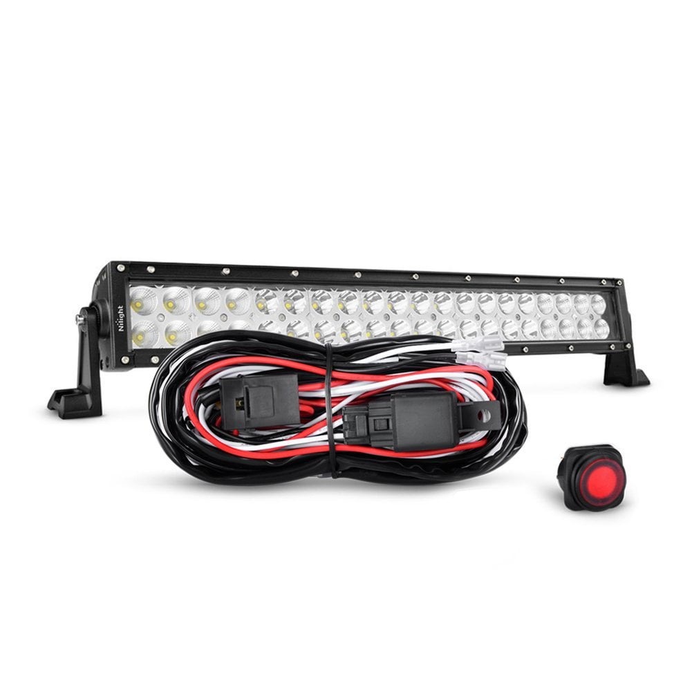Nilight 22 Inch 120W Spot Flood Combo LED Light Bar Led Work Light Off Road Light Driving Light With Off Road Wiring Harness, 2 Years Warranty