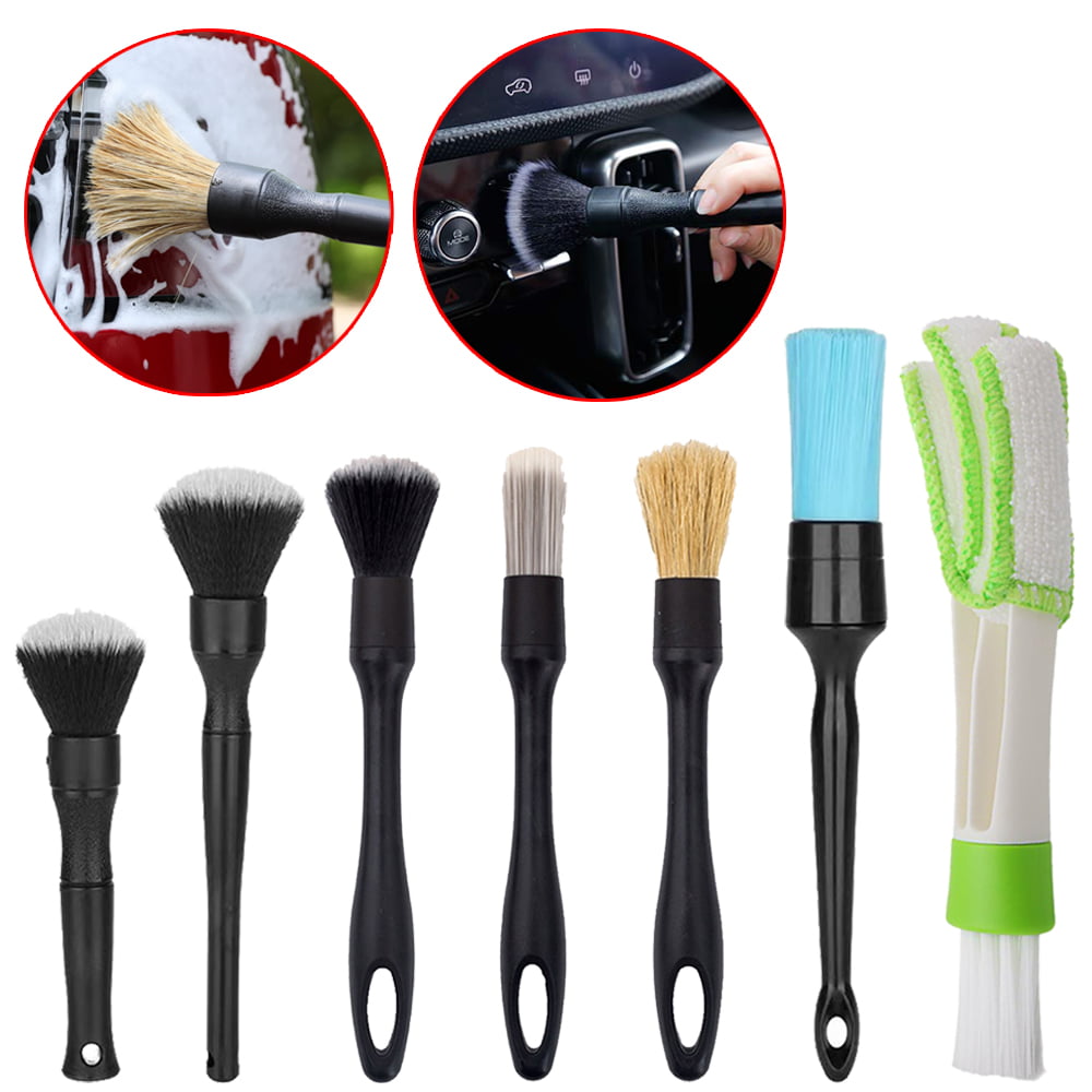 OBOSOE 7 PCS Car Detail Brush Set, Ultra-Soft Cleaning Tool Auto Detail Brushes Kit to Wash Vehicles Interior Exterior Trim Wheel Rim
