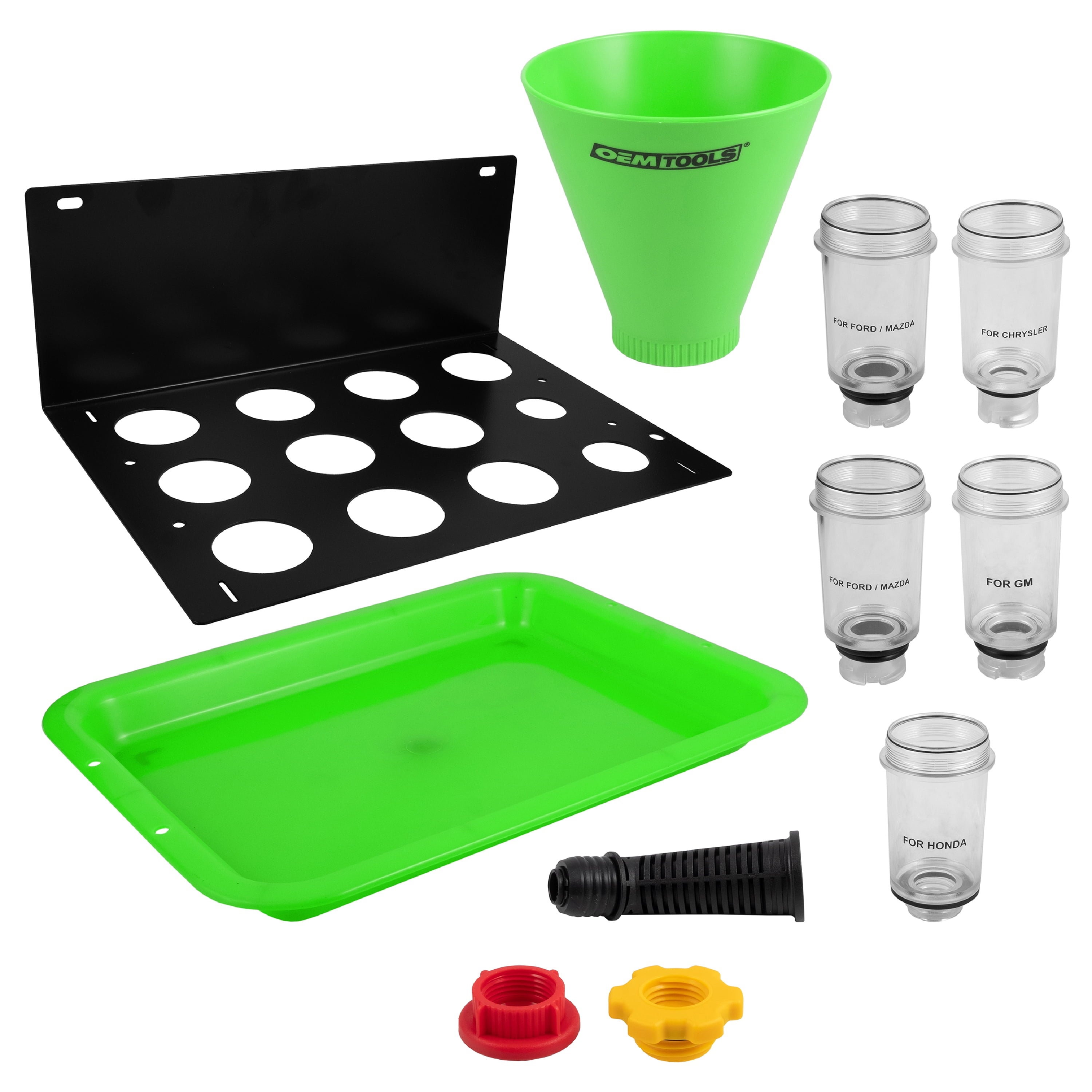 OEMTOOLS 87039 Universal No-Spill Oil Funnel | Interchangeable Oil Funnel Adapters Fit Ford, Toyota