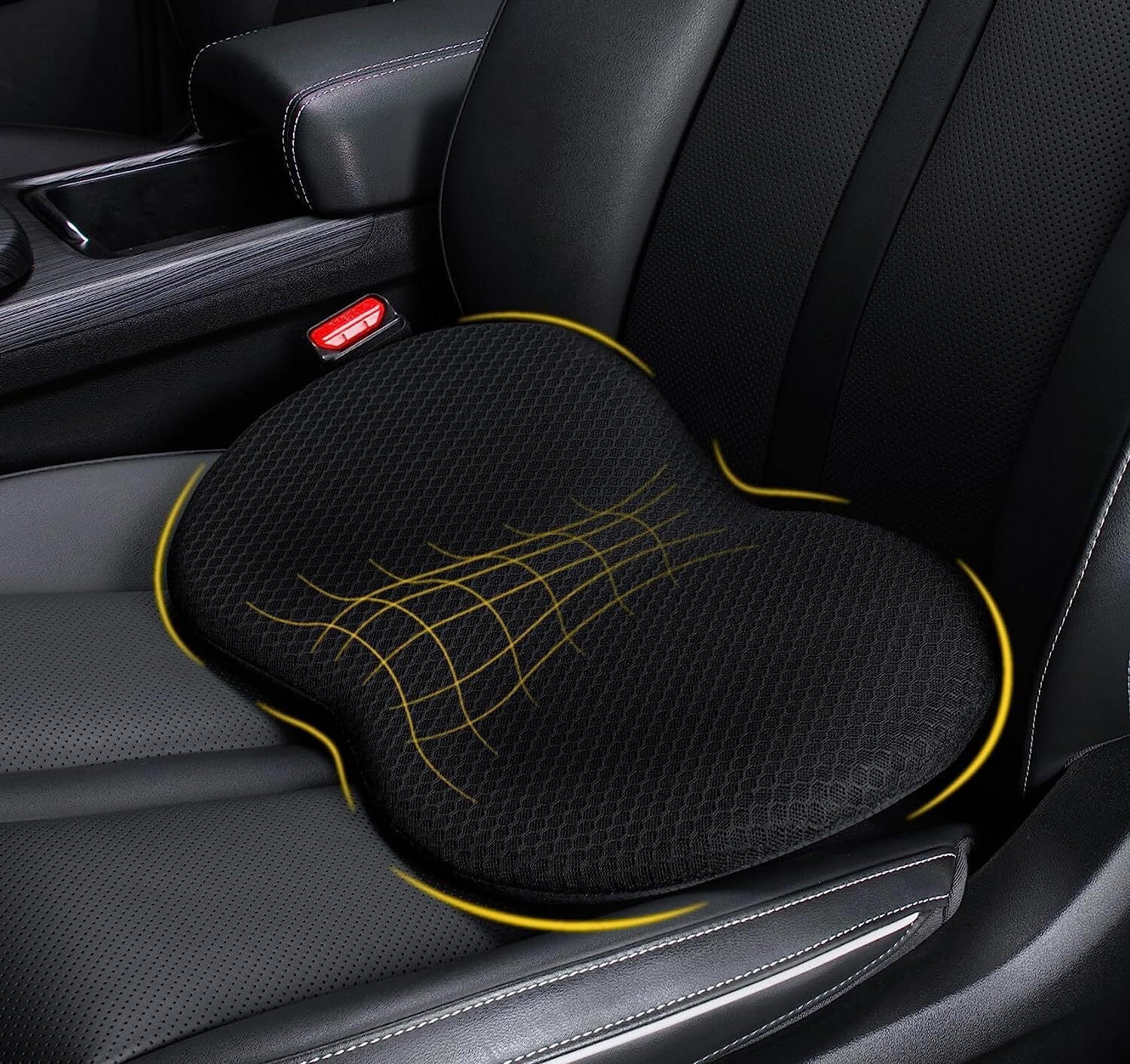 ORAKNIE Wedge Car Seat Cushion: Memory Foam Truck Seat Cushion for Car Seat Driver - Sciatica and Back Pain Relief for Drivers(Black)