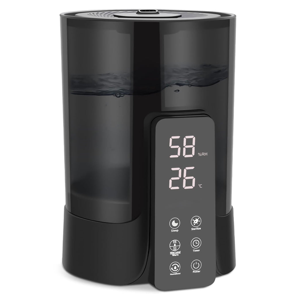 ORIbox Cool Mist Humidifier for Bedroom (6L) - Filterless, Quiet, Ultrasonic - Large Room Home Air Diffuser with Essential Oil Tray, Black