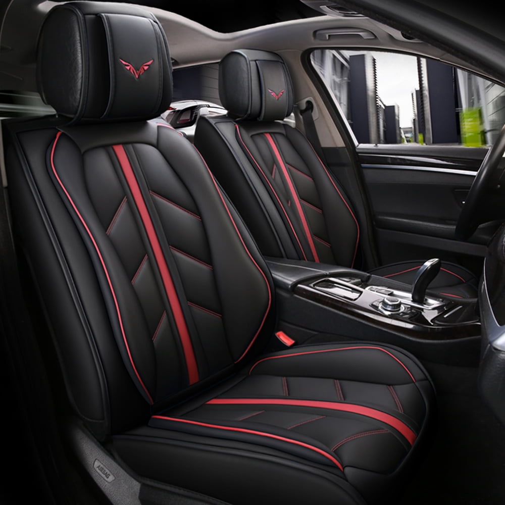 OTOEZ 5D Luxury Leather Car Seat Cover Full Set Front, Rear 5 Seats Protector Universal Fit