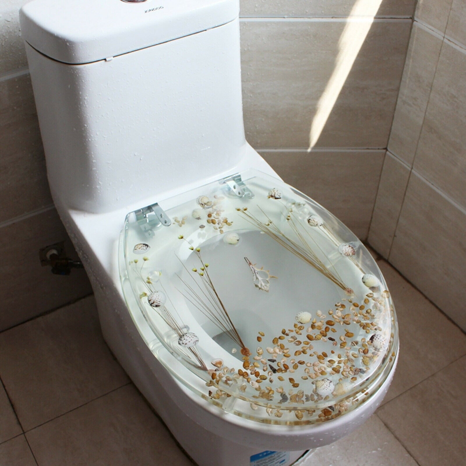 OUKANING Transparent Resin Toilet Seat Shell Decoration Home Bathroom Toilet Durable