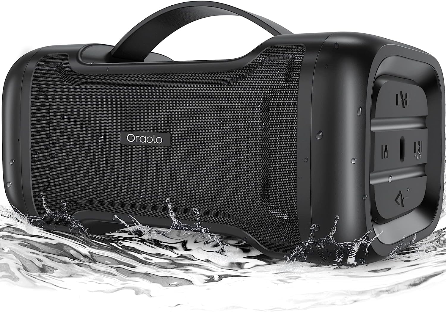 Oraolo Bluetooth Speaker with Deep Bass Basser Portable Speakers Wireless Stereo Sound, IPX6 Waterproof, TF/SD Card, AUX-in, USB Input, Built-in Mic, 24H Playtime for Home Party Outdoor Beach Pool