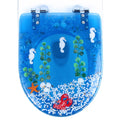 Oukaning Toilet Seat U/V Shape Resin Decorative Toilet Seat Seashell Sea Plants Decored Bathroom
