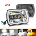 Pair 7x6 5x7 Halo LED Headlights with DRL for GMC Safari C6500 C7500 Topkick