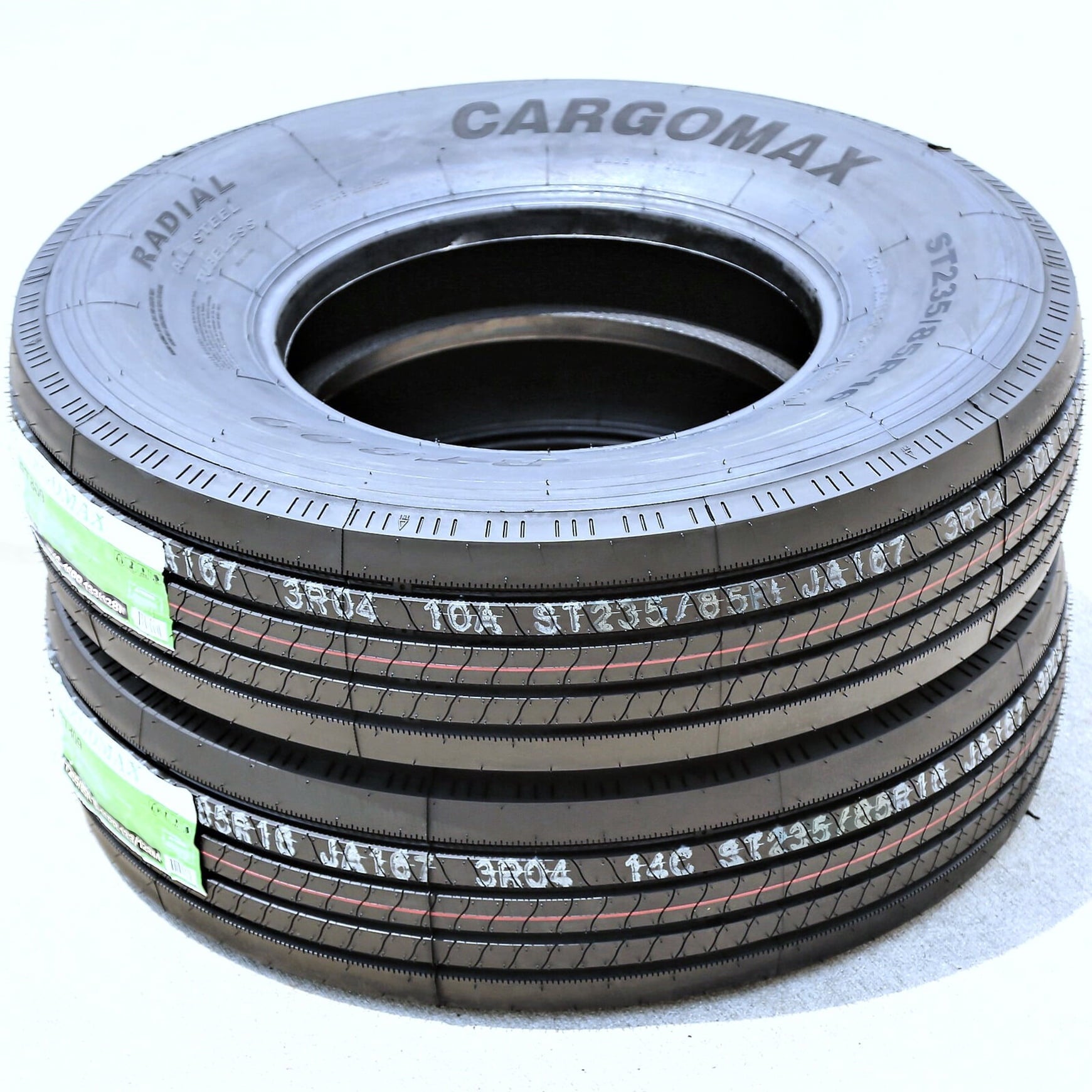 Pair of 2 (TWO) Cargo Max RT809 All Steel ST 235/85R16 Load H 16 Ply Trailer Tires