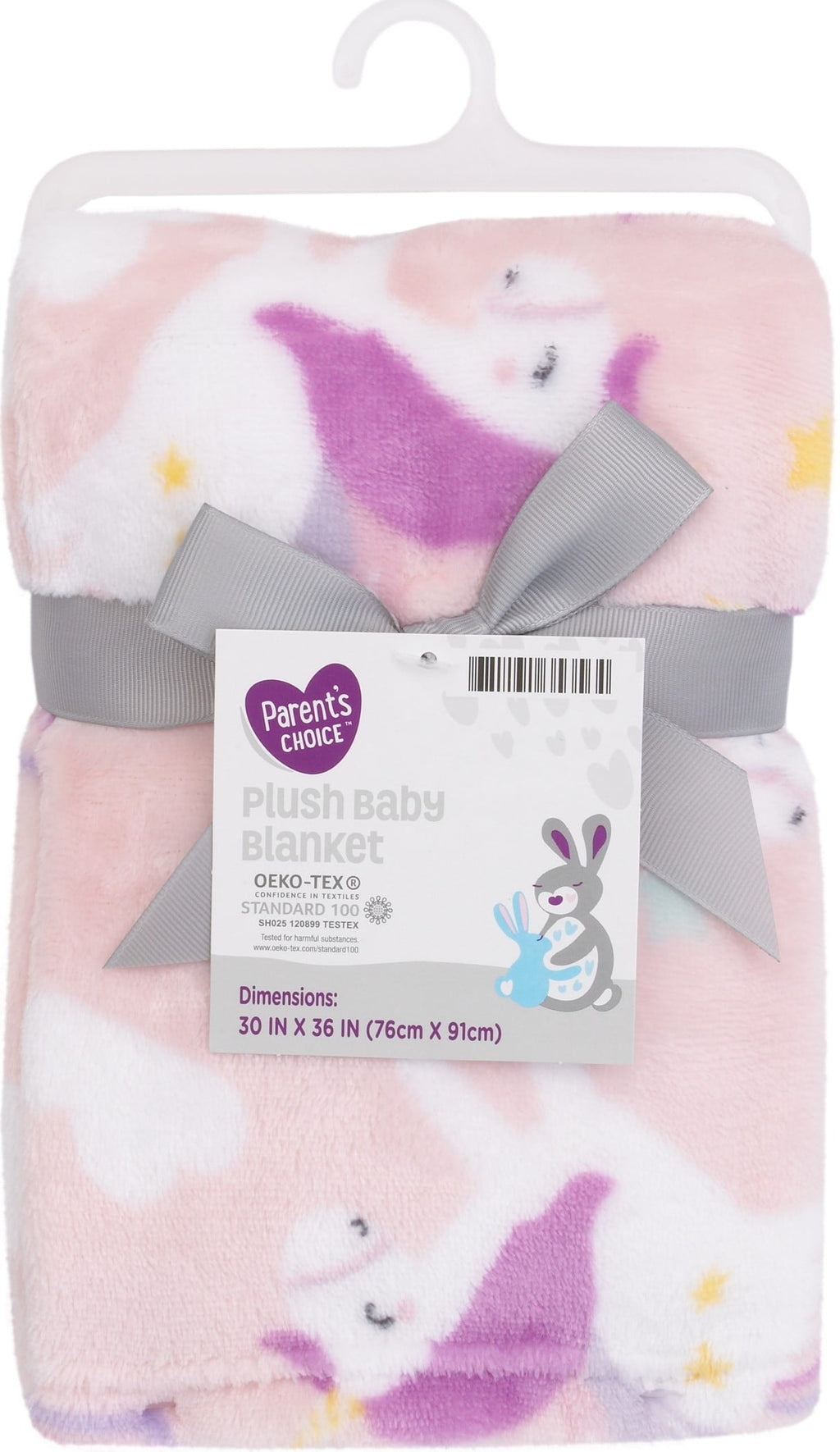 Parent's Choice Plush Baby Blanket, Pink Unicorn Print, 30x36 Inches, Pink, White, Infant Girl