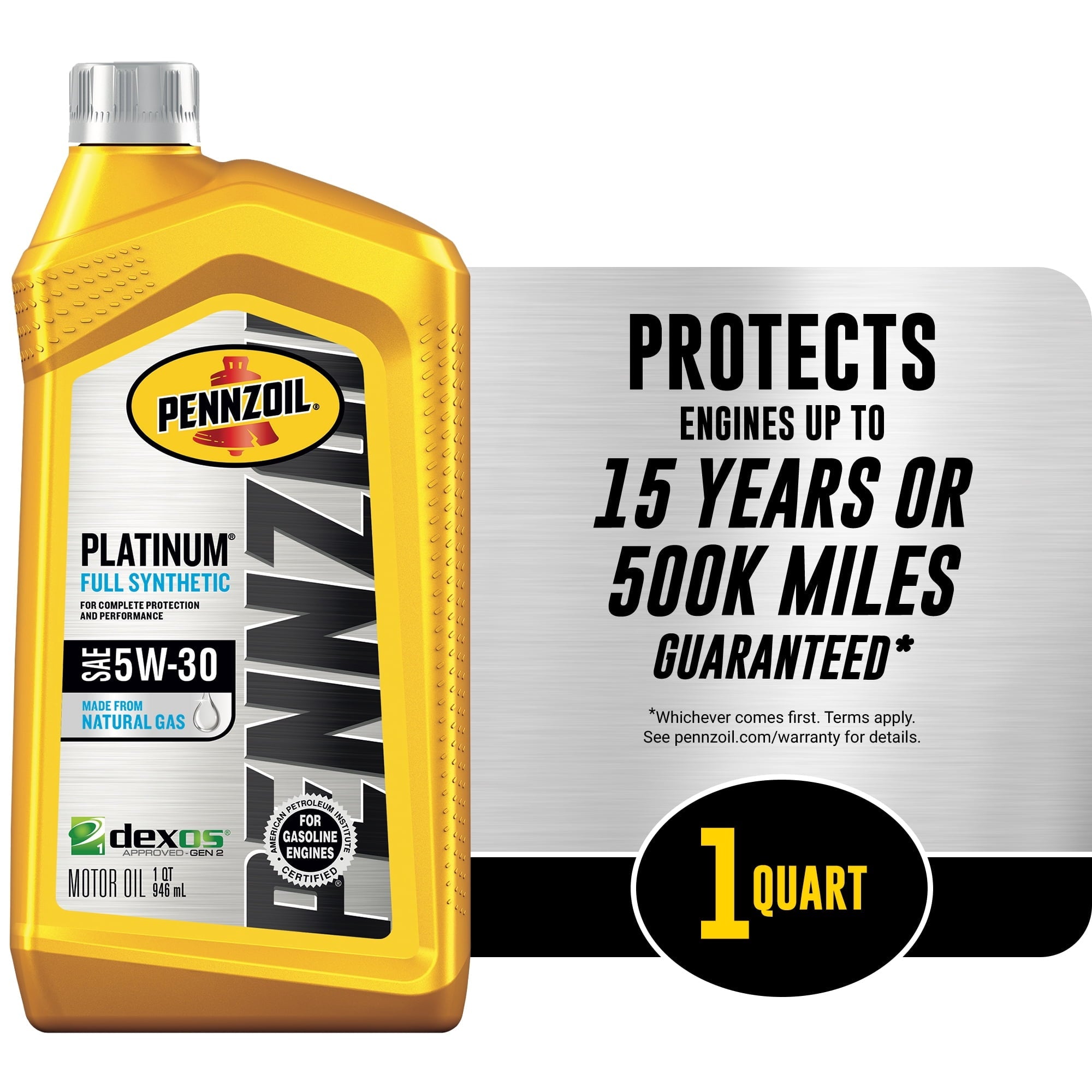 Pennzoil Platinum Full Synthetic Motor Oil SAE 5W-30, 1 Quart