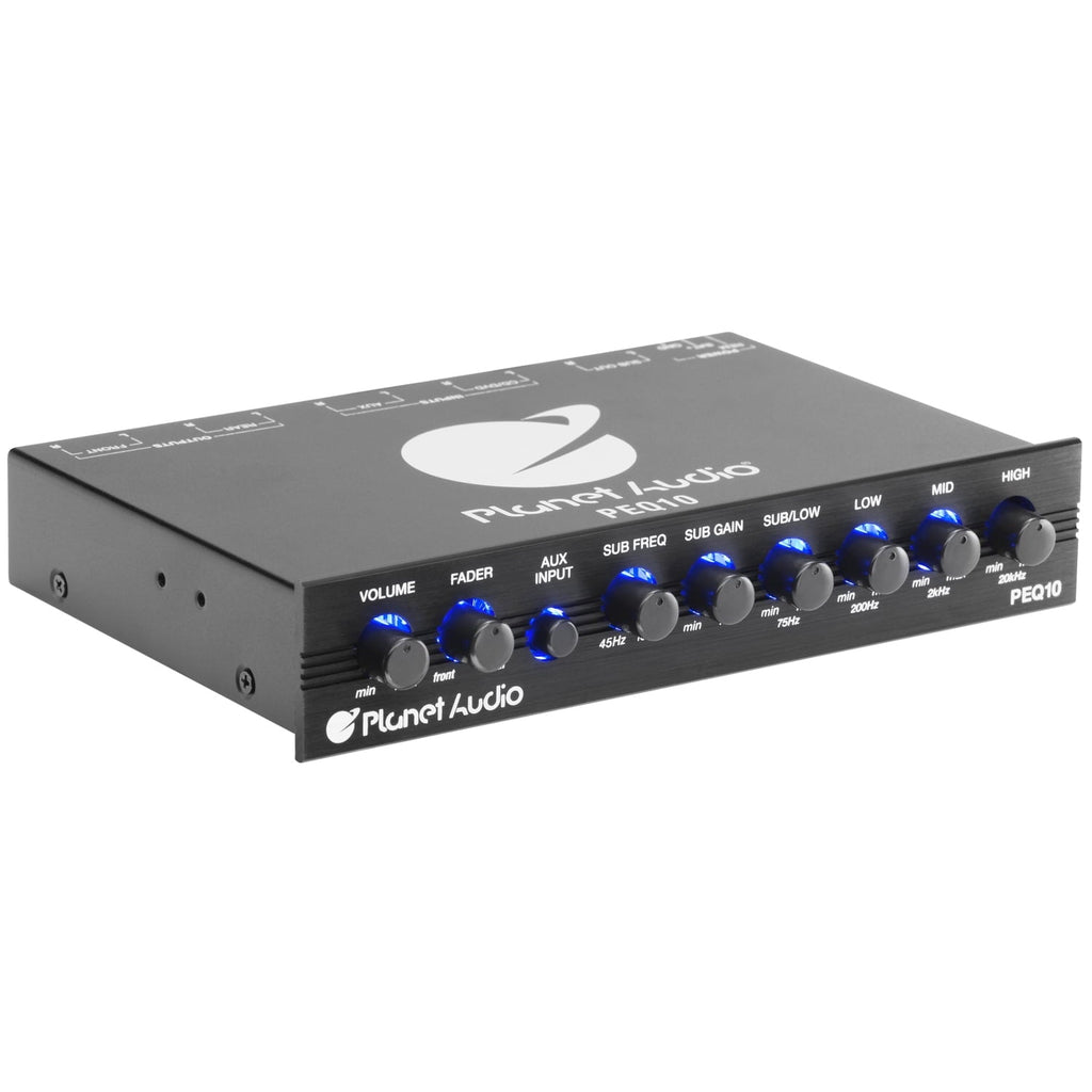 Planet Audio PEQ10 4 Band Pre-Amp Car Equalizer - Half Din, Subwoofer Output