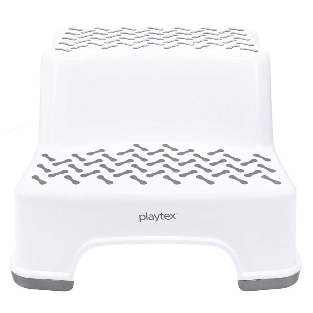 Playtex White 2-Tier Step Stool, Kids Bathroom and Bedroom Plastic Step Stool