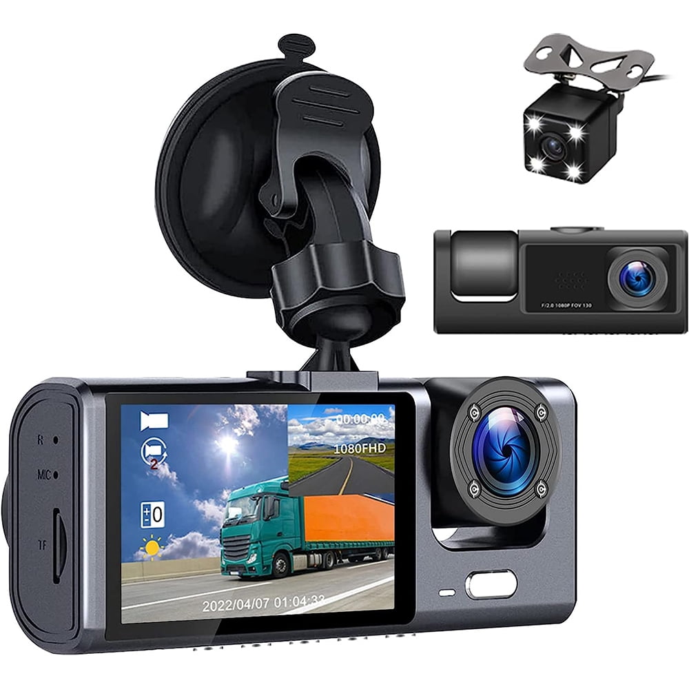 Podofo 2" Car Dual Camera Dash Cam Front and Backup 1080P Driving Recorder DVR 150° Wide Angle Night Vision Loop Recording