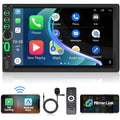 Podofo Double 2 Din 7'' Car Stereo Radio Wireless Apple Carplay Android Auto Mirror Link HD Touch Screen Car Multimedia MP5 Player Head Unit Bluetooth FM USB Mic Type C(No Backup Camera)