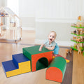 Polar Aurora 4PCS Single-Tunnel Foam Climber and Crawl Activity Play Set Soft Foam Toddler Stairs and Freestanding Indoor Active Play Structure for Toddlers and Kids, Easy to Assemble