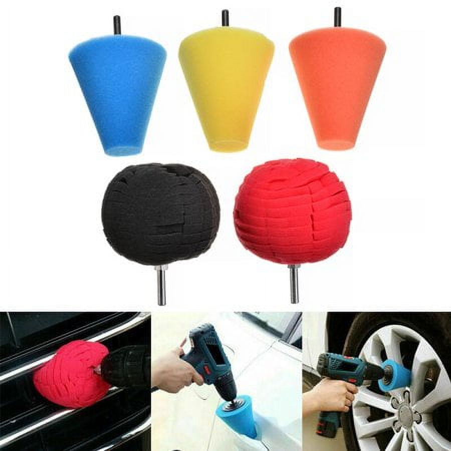 Polishing Sponge,5Pcs Car Polisher Buffing Cone Pads Polishing Ball Pad For Wheel Corner Kit Tool