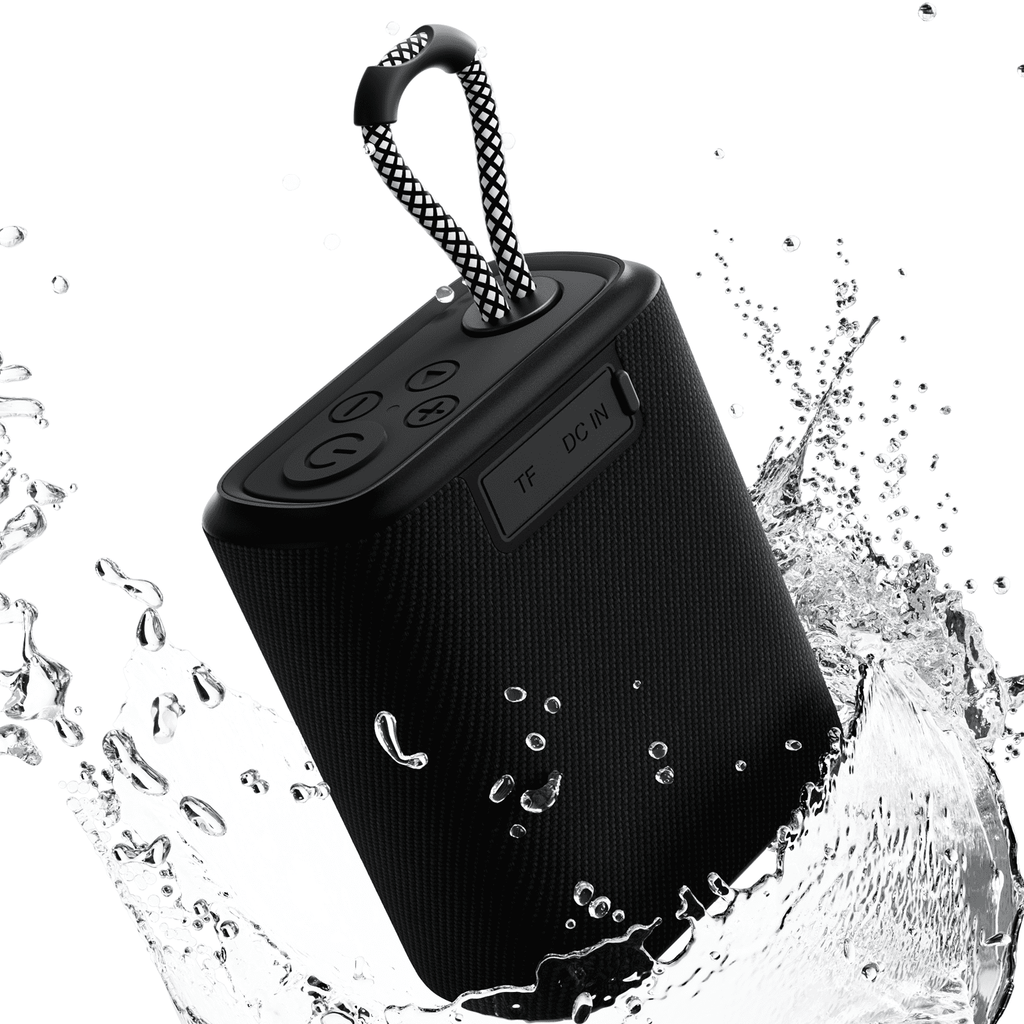 Portable IPX7 Waterproof Bluetooth Speaker, Shower Speaker FM Radio with HD Sound,Outdoor Speaker, TF Card SD Aux, 8H Playtime, True Wireless Stereo,Black