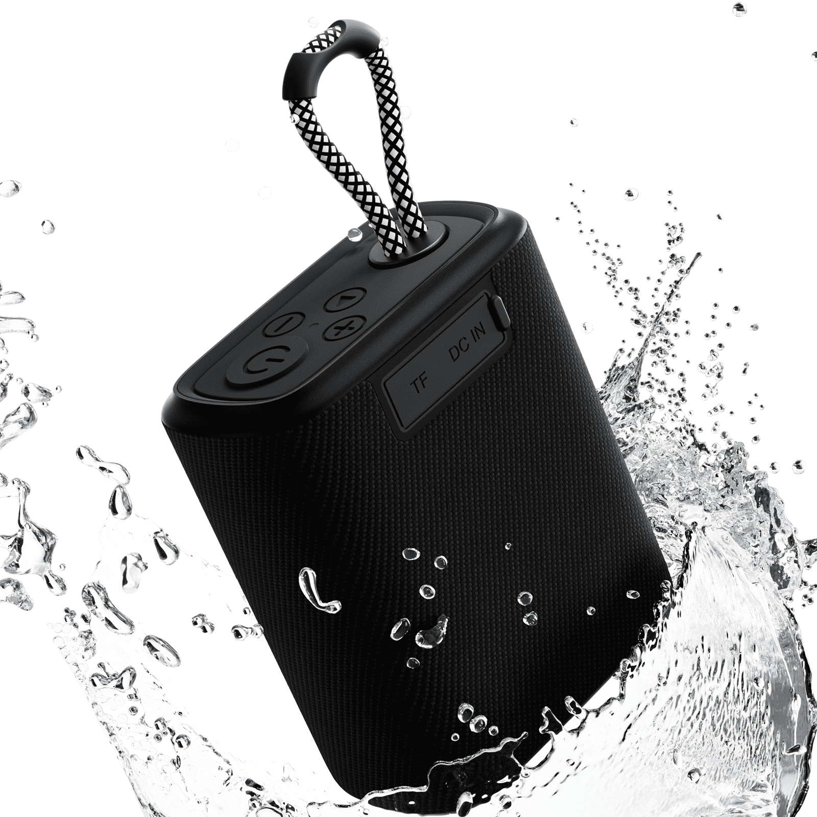 Portable IPX7 Waterproof Bluetooth Speaker, Shower Speaker FM Radio with HD Sound,Outdoor Speaker, TF Card SD Aux, 8H Playtime, True Wireless Stereo,Black
