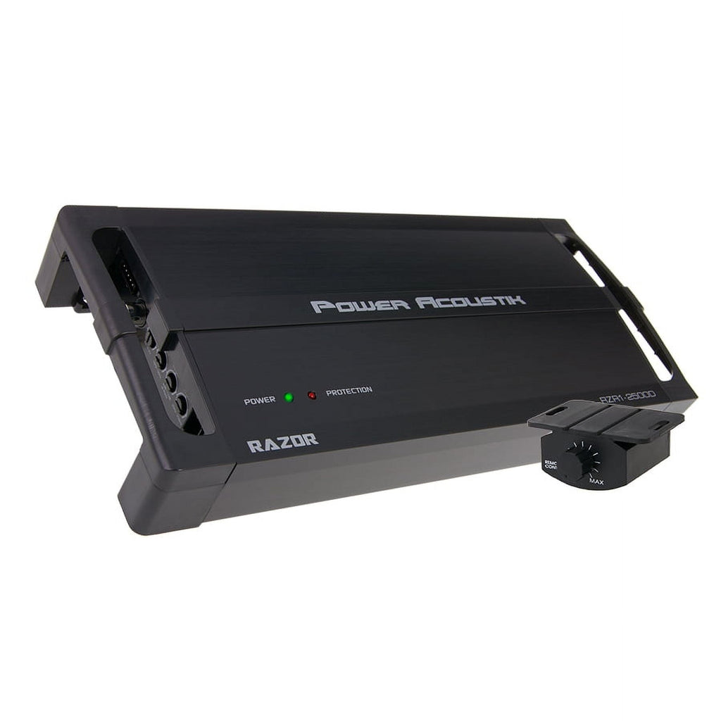 Power Acoustik RZR1-2500D Amplifier | RAZOR Series Subwoofer 1-Channel Amplifier | 2 Ohm Max Power 2,500 Watts