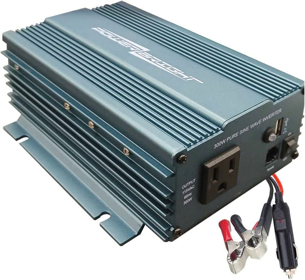 Power Bright APS300U-12 Pure Sine Power Inverter 300 Watt continuous / 500 watt Peak 12 Volt DC To 120 Volt AC w/ USB Charging Port