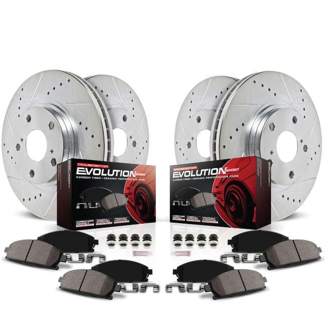 Power Stop Front and Rear Ceramic Brake Pad and Drilled and Slotted Rotor Kit K7924