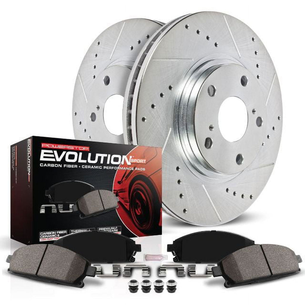 Power Stop Rear Ceramic Brake Pad and Drilled and Slotted Rotor Kit K6969