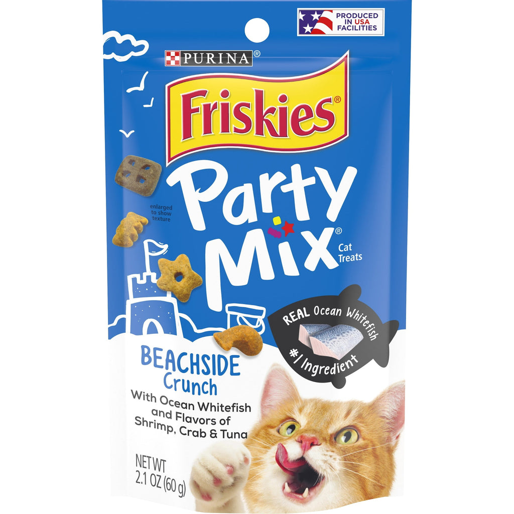 Purina Friskies Cat Treats, Party Mix Beachside Crunch Snacks, 2.1 oz Pouch