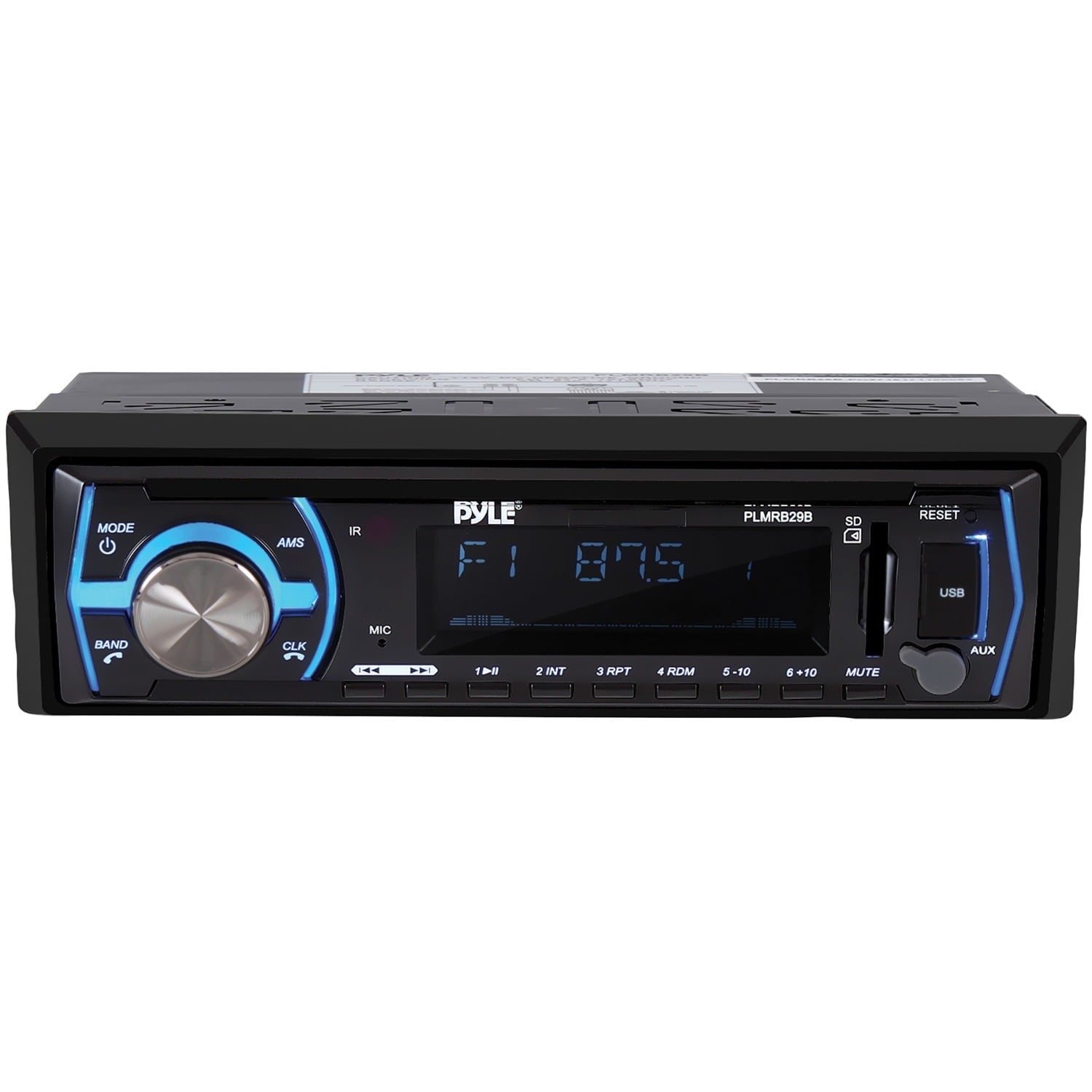Pyle Marine Bluetooth Stereo Radio 12v Single DIN Style Boat In dash Radio Receiver System (Black)