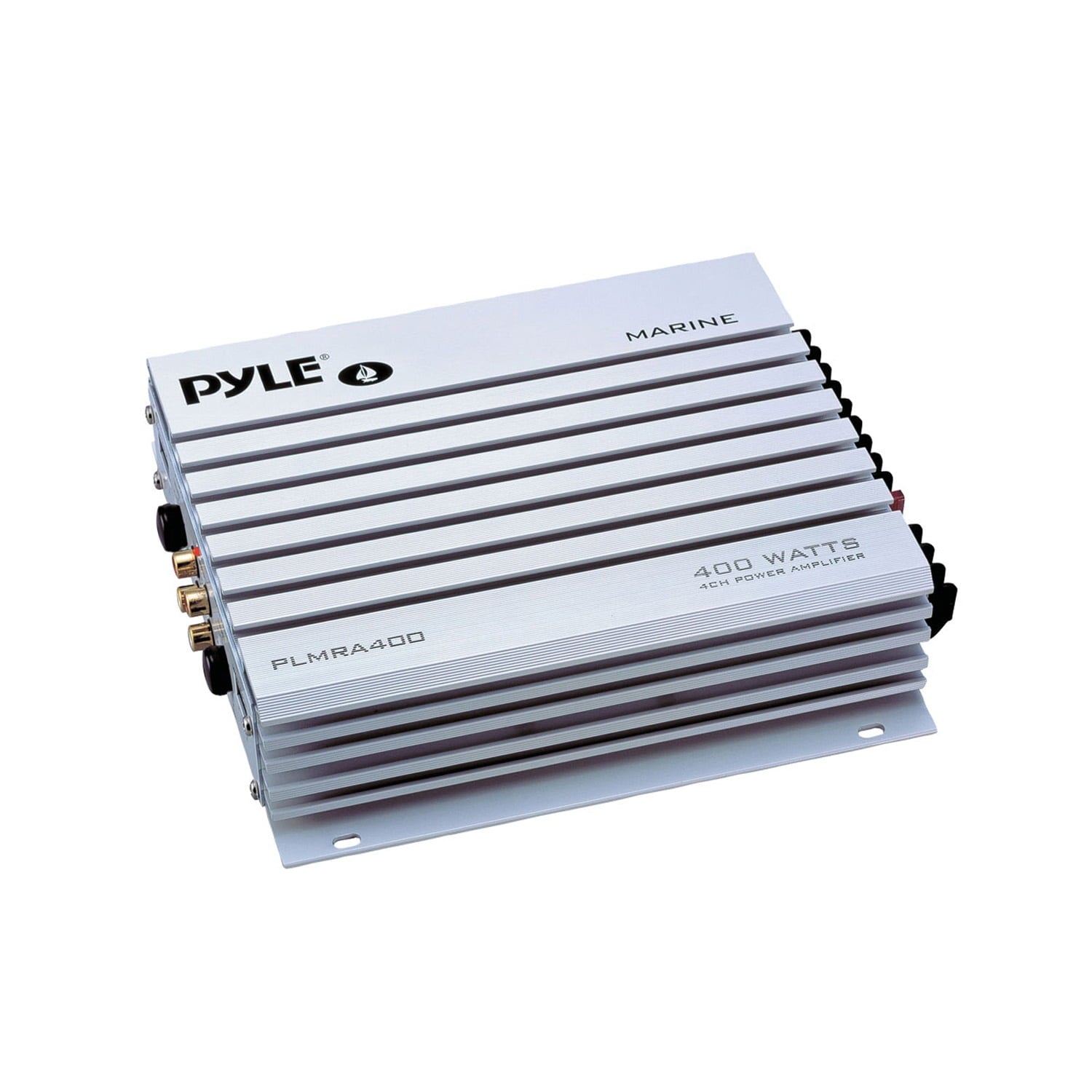 Pyle PLMRA400 400 Watt 4 Channel Waterproof Marine Boat Audio Amplifier, White