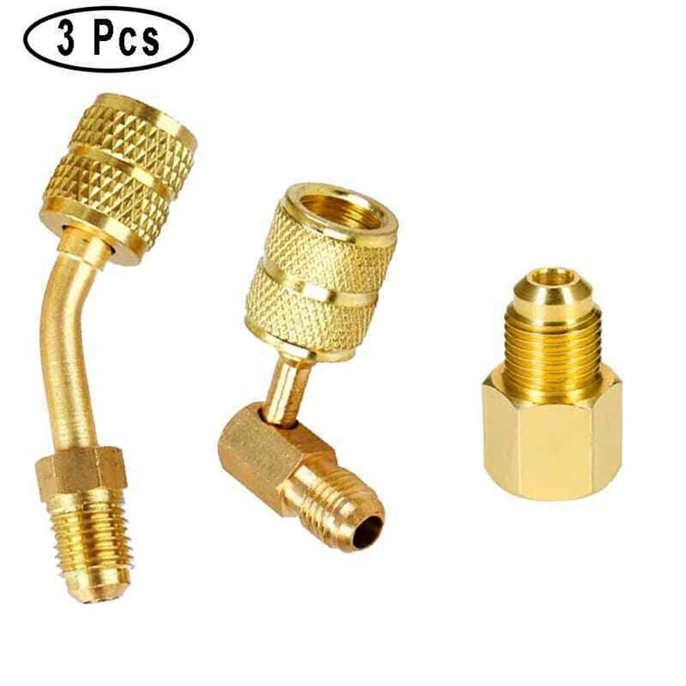 QIFEI 3Pc/Set R410a Adapter R134a Refrigerant Tank Vacuum Pump for Mini Split System HVAC Gold