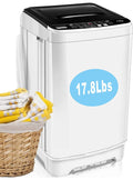 Qhomic Portable Washing Machine, 1.9 Cu.ft Fully Automatic Compact Washer, 10 Wash Programs Washer with Drain Pump, Faucet Adapter, Ideal for Apartments, RVs, Camping, Sapphire Grey