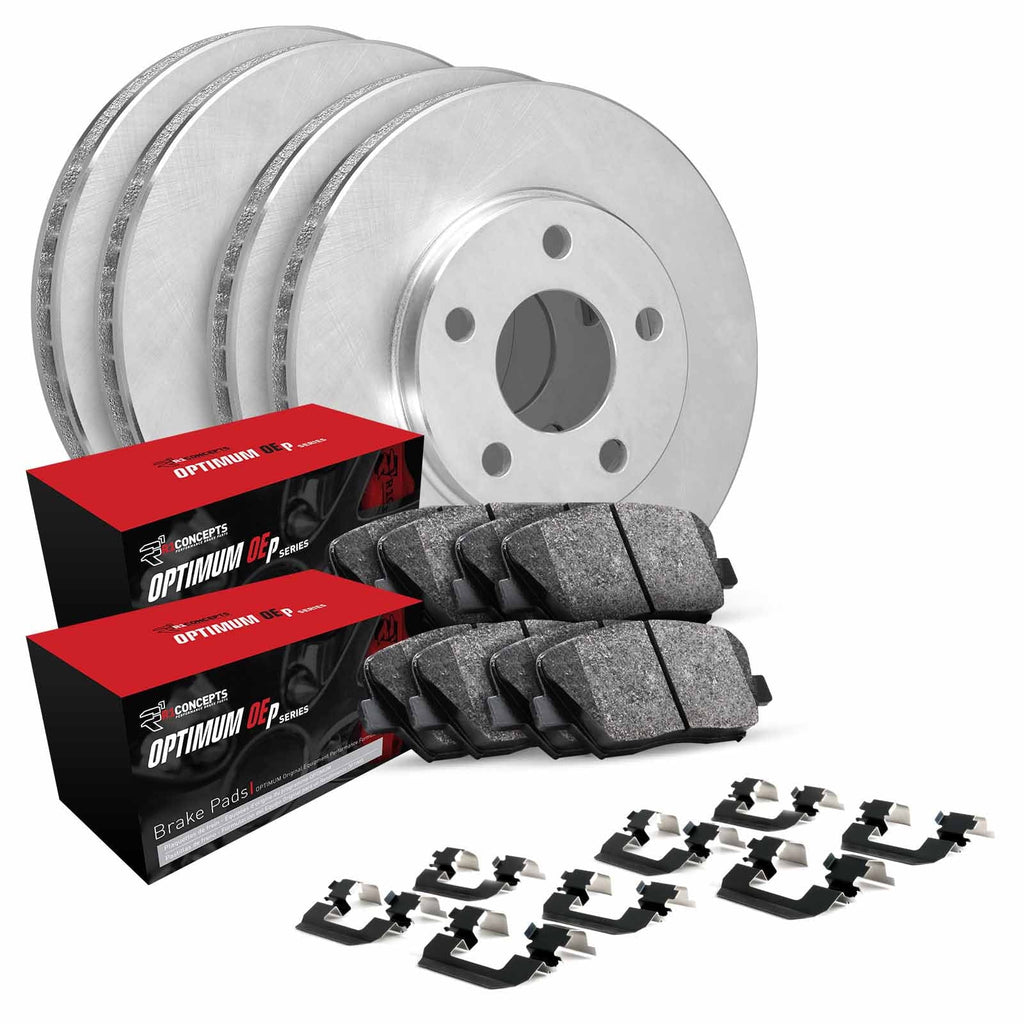 R1 Concepts Front Rear Brakes and Rotors Kit |Front Rear Brake Pads| Brake Rotors and Pads| Optimum OEp Brake Pads and Rotors |Hardware Kit WFUH2-45013