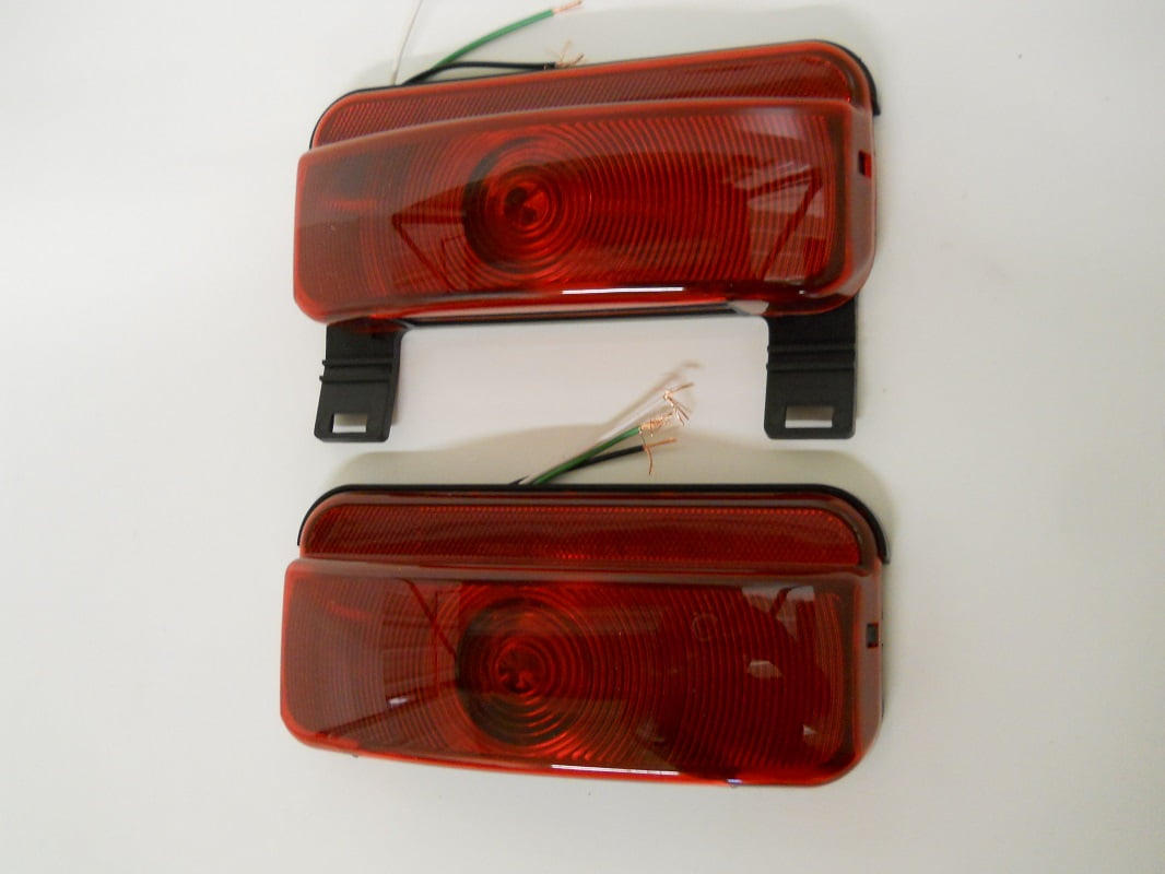 RV Camper Trailer Stop Turn Brake Tail Lights / License Light / Black Base /Pair