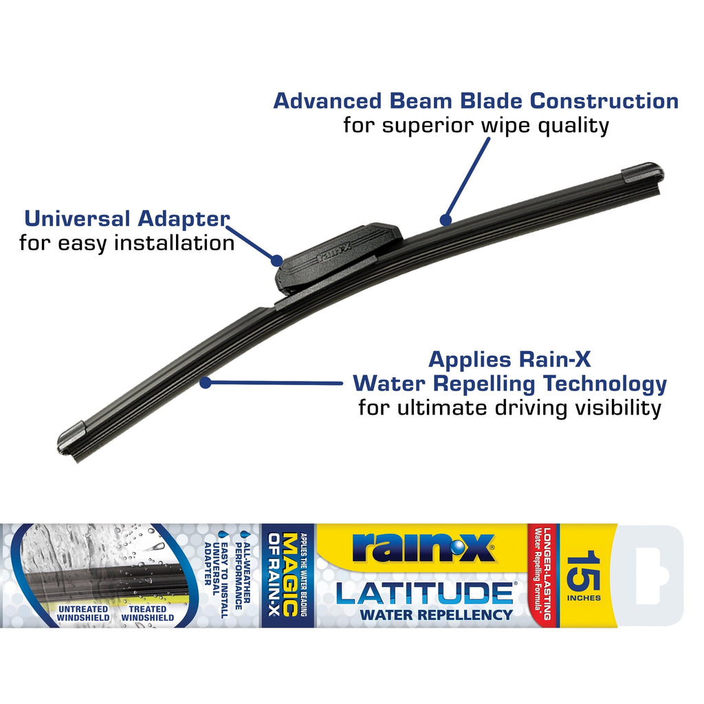 Rain-X Latitude Water Repellency 15" 2-IN-1 Windshield Wiper Blade