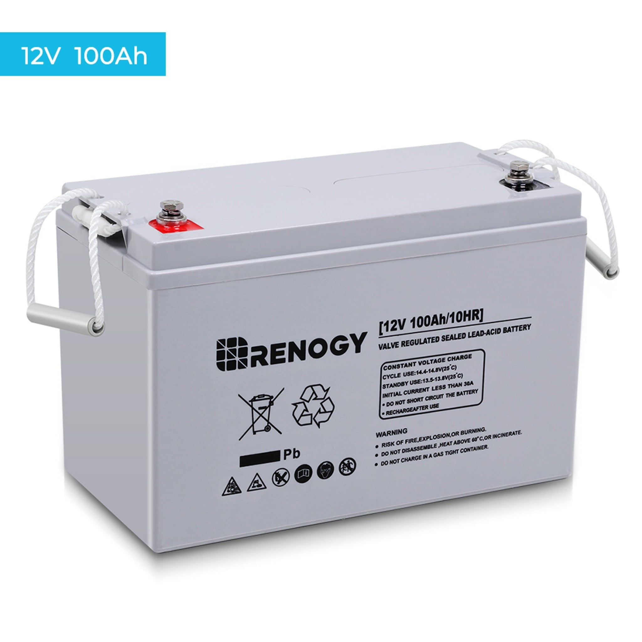 Renogy Deep Cycle AGM Battery 12 Volt 100Ah, 3% Self-Discharge Rate, 2000A Max Discharge Current, Safe Charge Most Home Appliances for RV, Camping, Cabin, Marine and Off-Grid System, Maintenance-Free