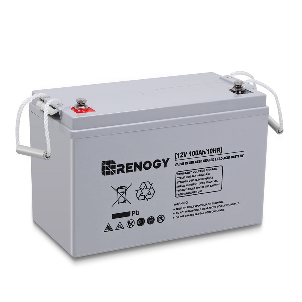 Renogy Deep Cycle AGM Battery 12 Volt 100Ah, Home Improvement Renewable Energy for Marine, RV, Carbin,  Solar Energy Storge, Maintenance-Free, off-Grid Solar System