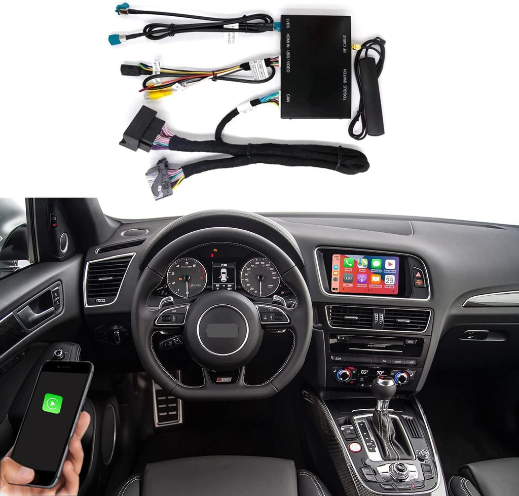 Road Top Wireless Carplay Android Auto Retrofit Kit for Audi A4 A5 S4 S5 RS4 RS5 Q5 2008-2015 with 3GMMI Factory Screen Update, Support Mirrorlink, Siri, Original Control, Camera