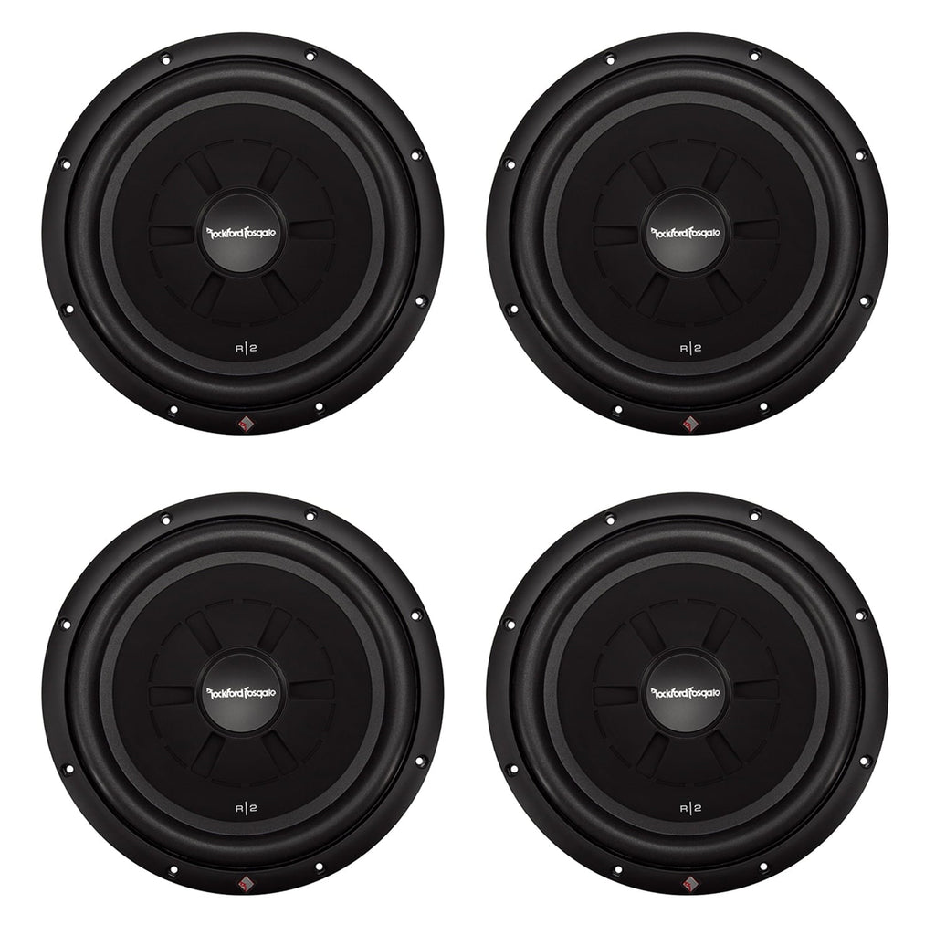 Rockford Fosgate 12 Inch 500 Watt Shallow Mount Slim Car Subwoofer (4 Pack)