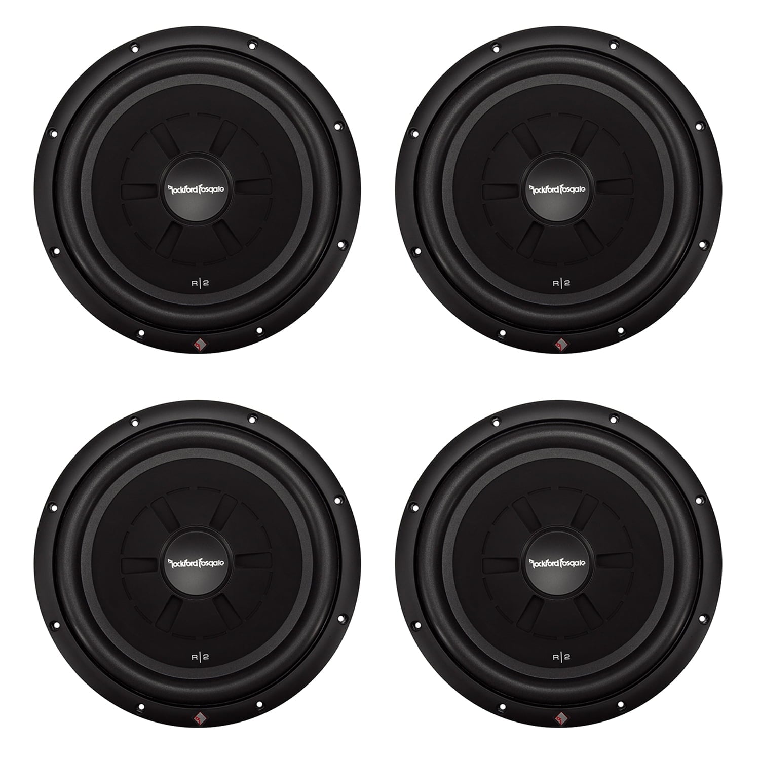 Rockford Fosgate 12 Inch 500 Watt Shallow Mount Slim Car Subwoofer (4 Pack)