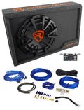 Rockville RWS12CA Slim 1200 Watt 12" Powered Car Subwoofer Enclosure + Wire Kit