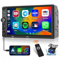 Roinvou Double DIN Car Stereo Compatible with Apple Carplay Android Auto, 7inch Touch Screen Bluetooth Car Radio Support Mirror Link, Backup Camera, Remote Control, USB/FM/TF/AUX