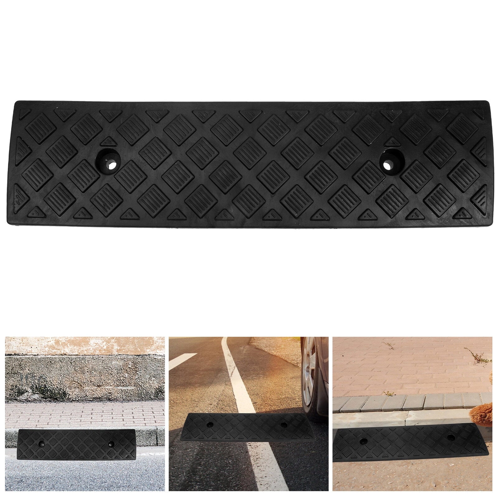 Rubber Curb Ramp Heavy Duty Rubber Threshold Ramp 10 Ton Car Vehicle Curbside Driveway Ramp for Loading Dock Sidewalk Wheelchair
