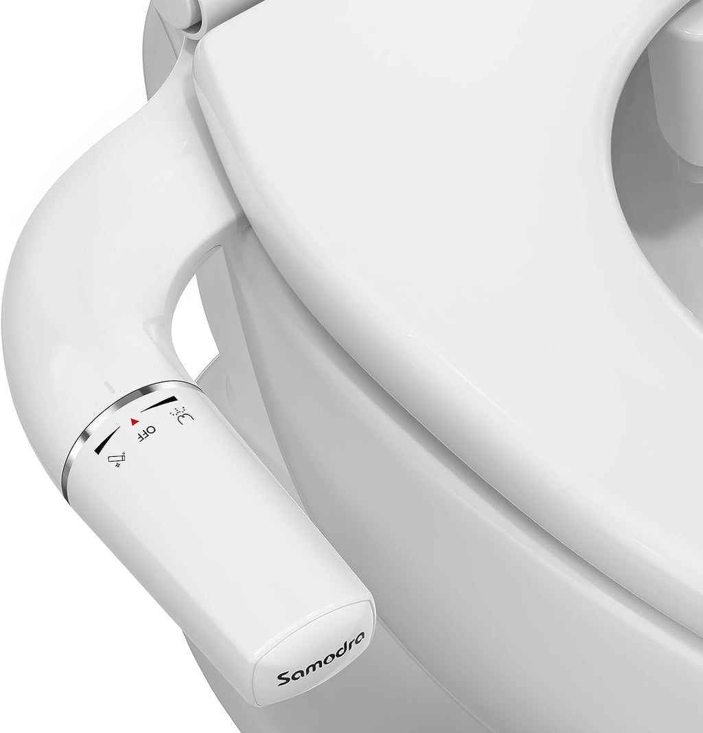 SAMODRA Ultra-Slim Non-Electric Minimalist Bidet Attachment with Self Cleaning Dual Nozzle