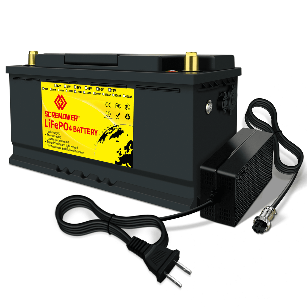 SCREAMPOWER LiFePO4 Battery 12V 100Ah Lithium Battery with 100A BMS, for RV, Solar, Trolling Motor