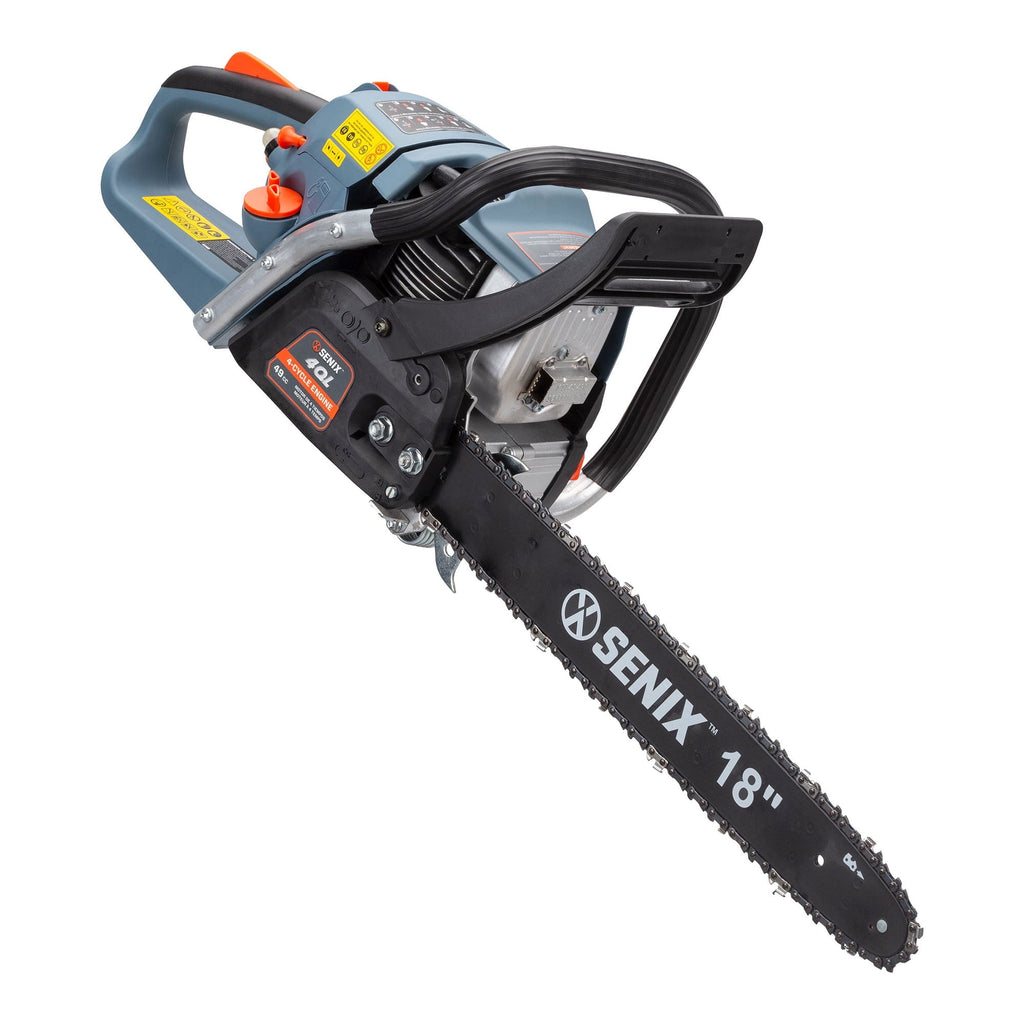 SENIX 18-inch 49 Cc 4-Cycle Gas Powered Chainsaw, Oregon Bar and Chain, CS4QL-L1