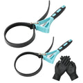 SHALL Oil Filter Wrench Set Rubber Strap Wrench 2-Pack PVC Gloves Wrenches Set