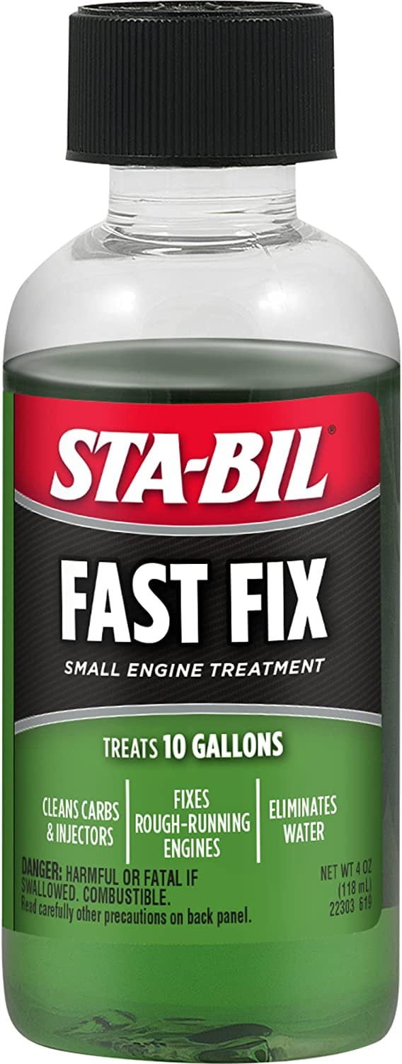 STA-BIL Fast Fix Small Engine Treatment - Cleans Carbs and Injectors - Fixes Rough Running Engines - Eliminates Water - Treats 10 Gallons, 4 fl. oz. 22303, Green