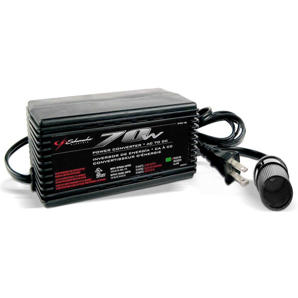 Schumacher 70 Continuous Watt/140 Peak Watt AC-to-DC Power Inverter with 12-Volt DC Port, LED Indicator