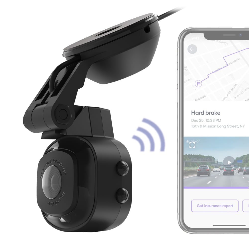 Scosche NEXC11032W-SP1 Full HD Smart Windshield Mount Car Dash Cam Powered by Nexar Black